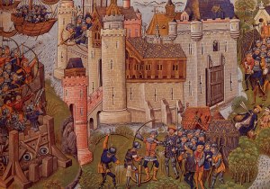 Siege of Mortagne near Bordeaux in 1377. 